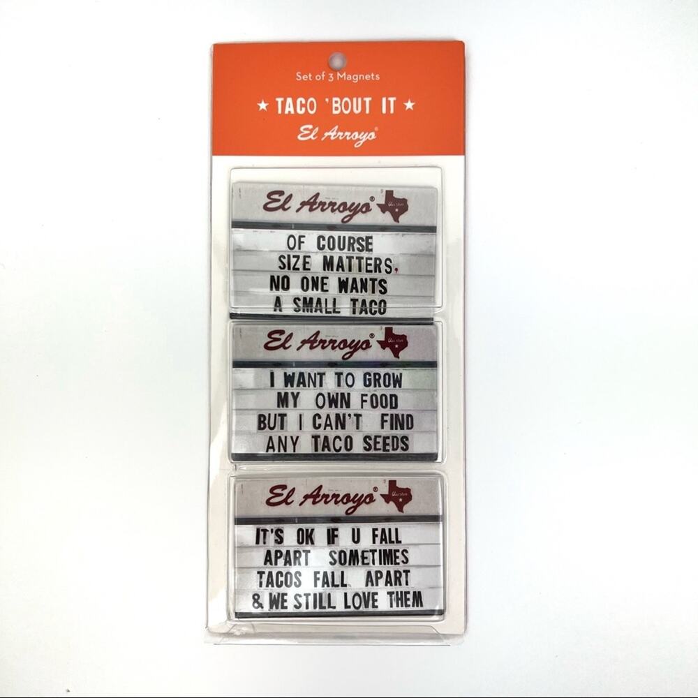 Taco 'About It Set of Three Magnets - NWT